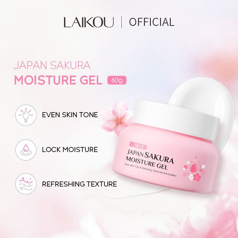 Laikou Nhật Bản sakura Gel dưỡng ẩm làm mới tông màu làm sáng da giảm nếp nhăn 60g