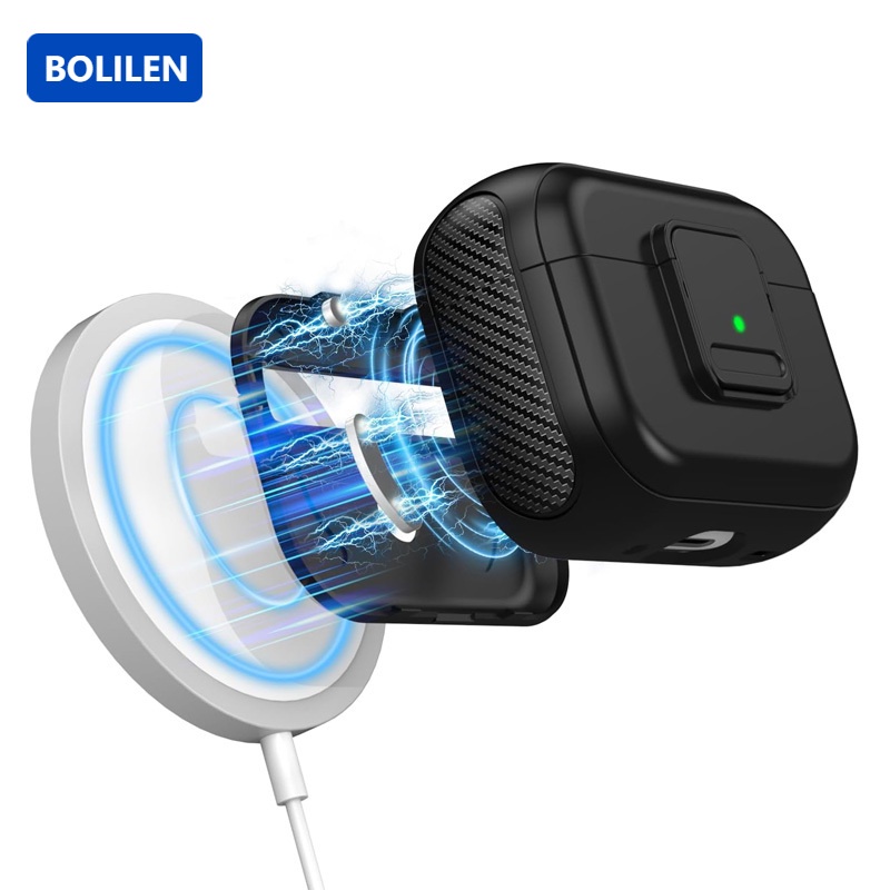 Trường hợp gồ ghề Tương thích cho AirPods Pro 2nd/1st thế hệ với khóa an toàn clip, chống sốc chống bảo vệ chống rơi bìa cho AirPod 3 với Keychain, tương thích cho MagSafe
