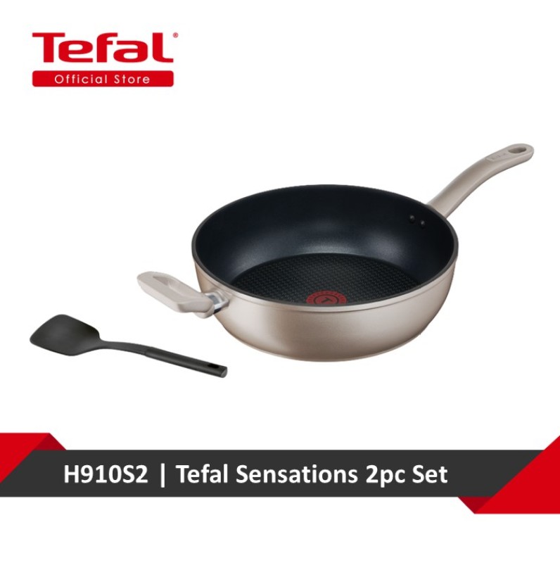 Tefal Sensations 2pc Set (Deep Frypan 28cm + Spatula) H910S2 Singapore