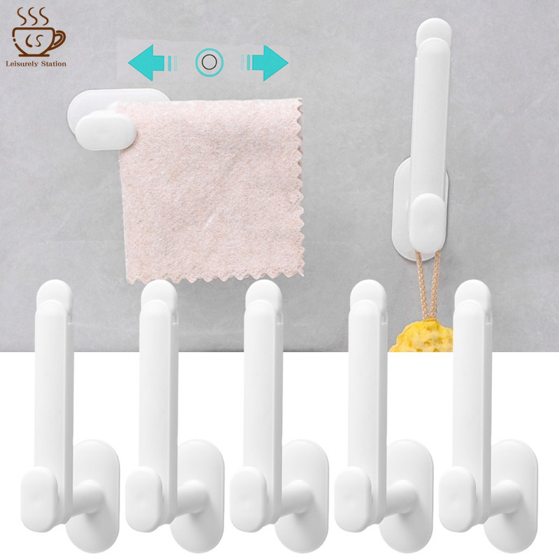 Punch Free Retractable Hooks Kitchen Bathroom Towel Rolling Paper Storage