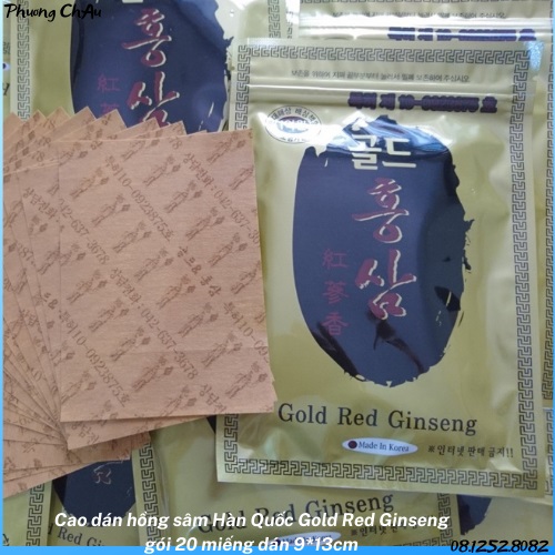 gói 20 miếng Cao dán hồng sâm Hàn Quốc Gold red ginseng giảm đau nhức hiệu