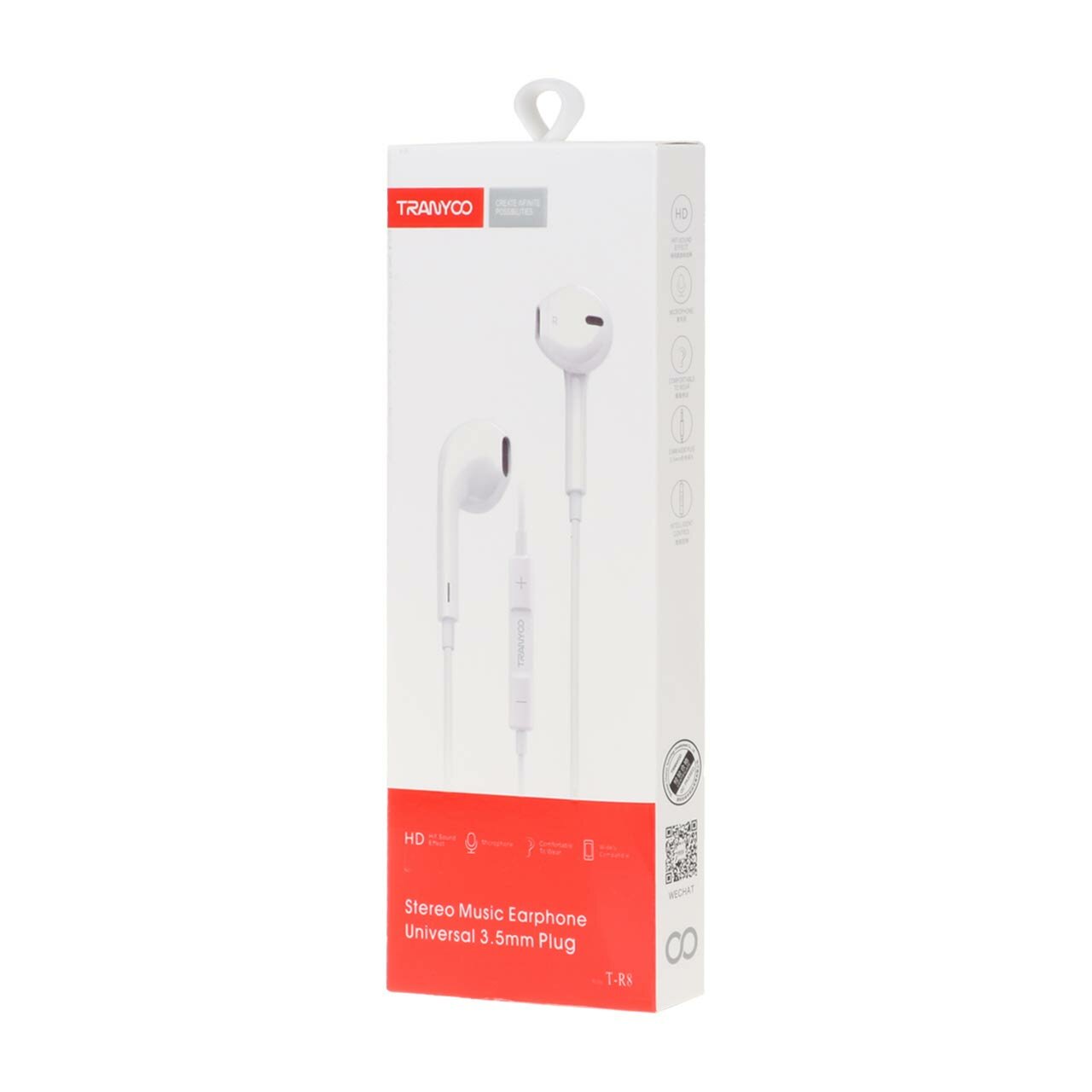 TRANYOO T-R8 3.5mm Wired Stereo Earphones with Microphone and Inline Controls