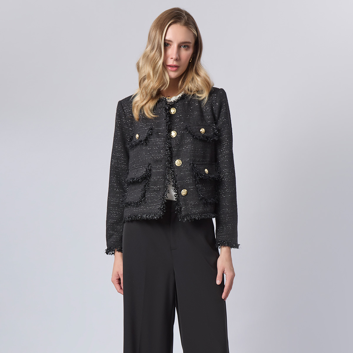 ESPADA เสื้อแจ็คเกตผ้าทวีต ผู้หญิง สีดำ | Tweed Jacket | 04983 ราคา 2,236 บาท*ส่งฟรี