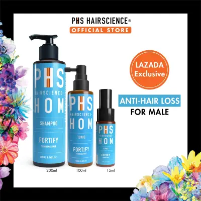 [LAZADA EXCLUSIVE] PHS HAIRSCIENCE HOM Fortify Anti-Hair Loss Regime Set [Shampoo and Tonic Hair Care Value Set For Men Thinning Hair & Stimulate Hair Growth]