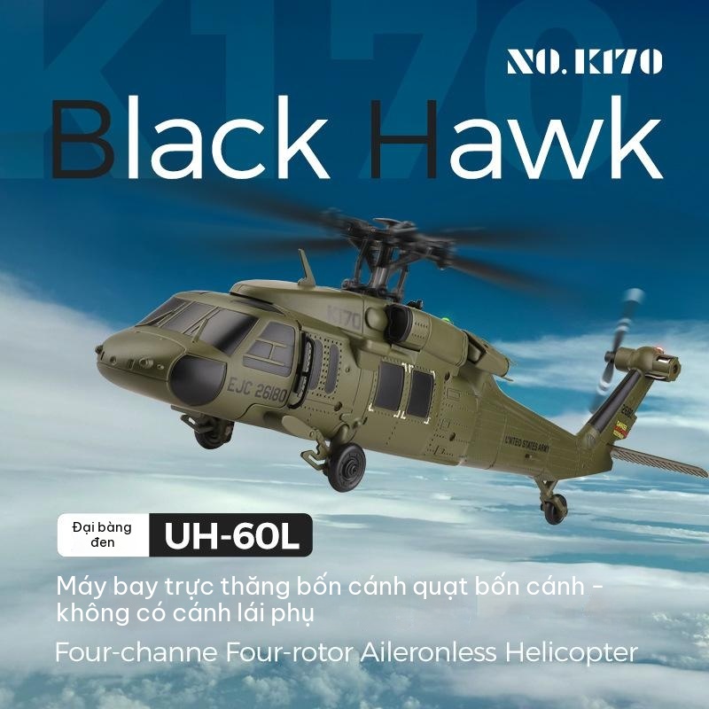 Mô hình trực thăng điều khiển từ xa UH-60L Black Hawk, động cơ không chổi than và 4 kênh điều khiển