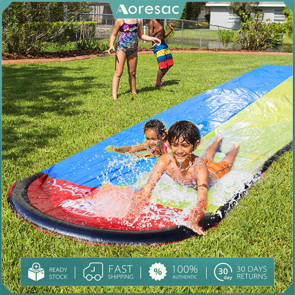 Aoresac 15.75FT Lawn Water Slides with Sprinkler System and Inflatable Crash Pad for Kids Children Summer Backyard Swimming Pool Games Outdoor Water Toys ราคา 1,144 บาท*ส่งฟรี