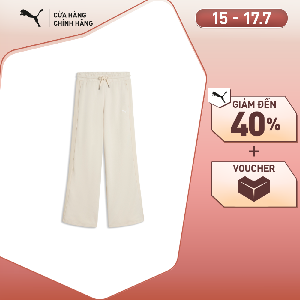 Quần Dài Thời Trang PUMA Nữ Basics HER Comfort High-Waist Pants Alpine Snow Màu Trắng