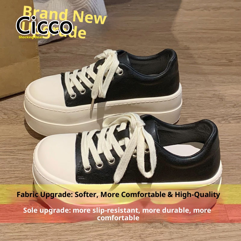 Cicco đầu lớn bánh mì Giày phụ nữ đế dày tăng mùa xuân mới giản dị đệm giày