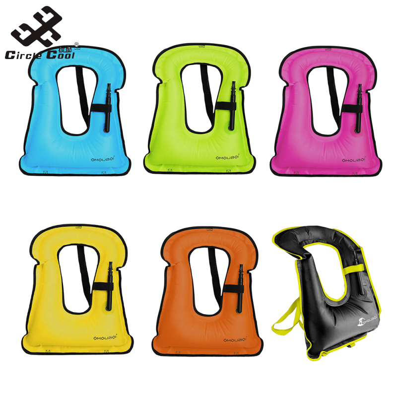 Circle Cool Inflatable Swim Vest With Blow Valve Life Jacket Buoyancy Vest Portable Wear-resistant Swimming Aids Equipment