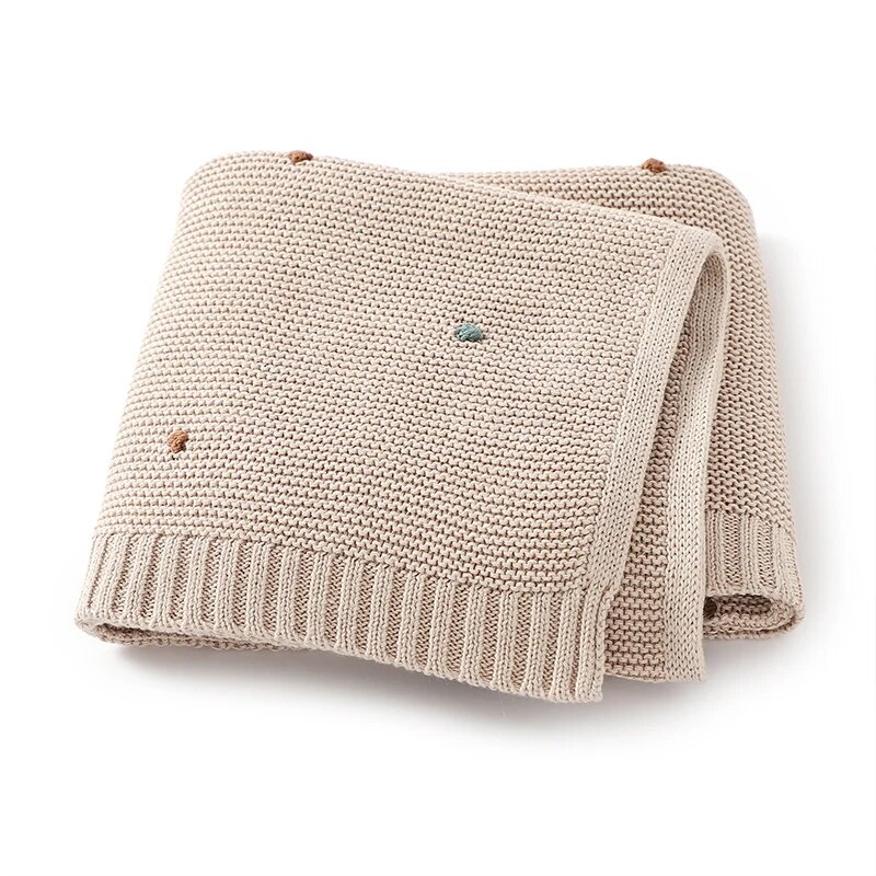 Chăn trẻ em cotton đan bé gái mới sinh bé trai Nôi giường chăn 90*70cm thời trang rắn Dot Xe đẩy quấn siêu mềm Bìa kẻ sọc