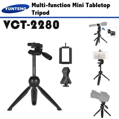 YUNTENG VCT-2280 Mini Tripod Selfie Stick For Live Streaming Microphone DSLR Camera