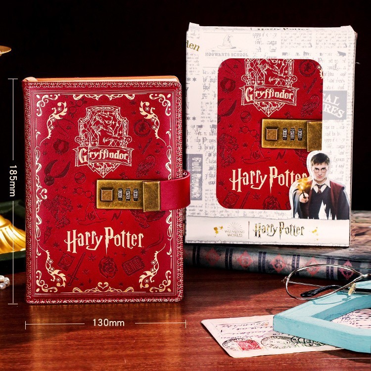 Specool Kids Gifts Set Harry Potter PU Leather Notebook With Password Lock A5 Colored Pages Hogwarts Diary Gift for Students