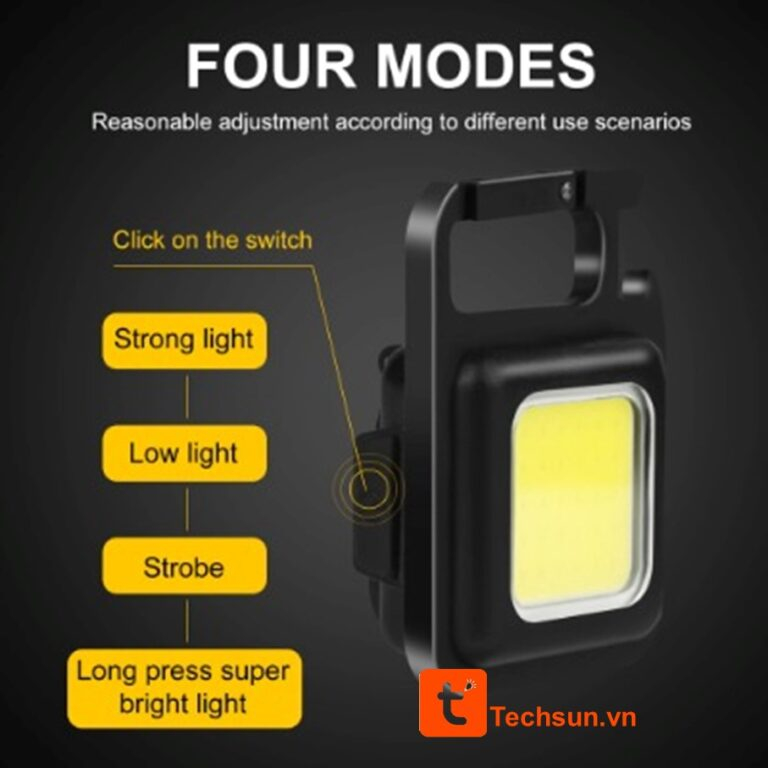 Đèn pin móc khóa led mini siêu sáng cob – đèn pin móc khóa dùng mở nắp chai đa năng ,tích điện và nhấp nháy