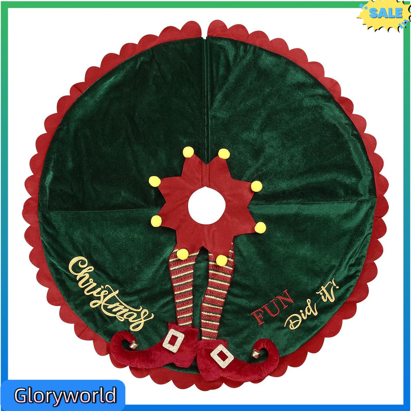 Gloryworld Thảm cây Cho Giáng Sinh Màu Xanh Lá Cây Kỳ Nghỉ Màu Đỏ Cơ Sở Bìa váy cây thông Noel Thảm cây Với Elf Chân-Lễ hội Màu Đỏ Màu Xanh Lá Cây Xmas Kỳ Nghỉ Cơ Sở Bìa Trang Trí Bọc Cho sử dụng ngoài trời trong nhà Hoàn Hảo Cho Châu Á