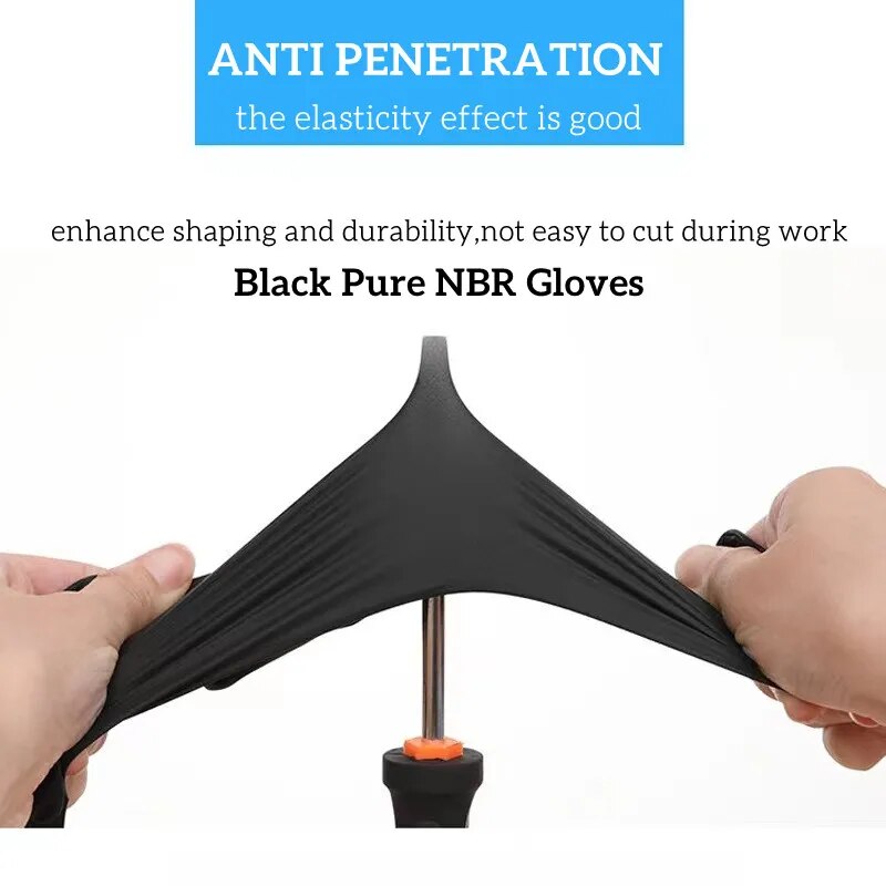 【COOL】 Black Nitrile Gloves 100pcs Latex Free Powder-Free Small Medium Large Pink Tattoo Gloves For Work Kitchen Clean S Xl