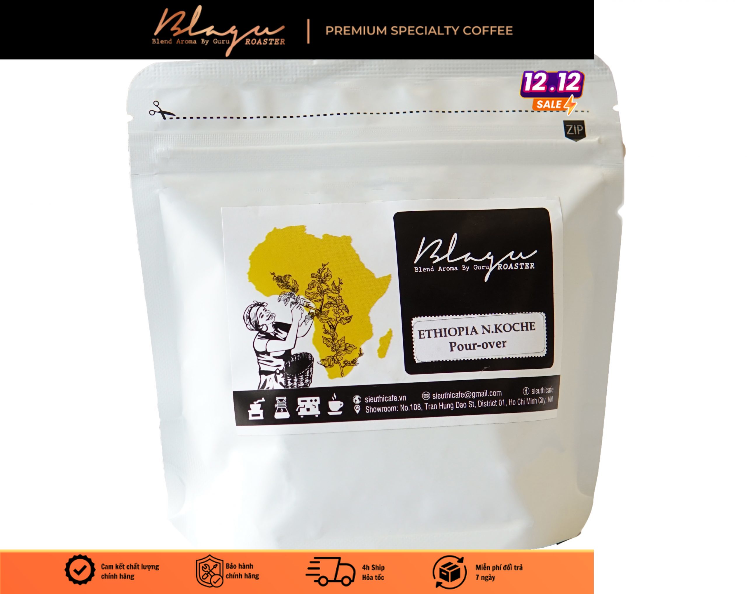 Cà phê blagu hạt rang ethiopia n. koche light roast 100g