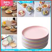 Wheat Straw Snack Plates - 12pcs Set, Color Random