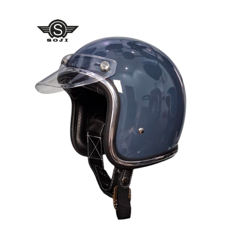SOJI Helm Slim Head 02 500-tx List Chrome Model Polos untuk Motor Model Terbaru Harga 475,000 rupiah*Gratis Ongkir