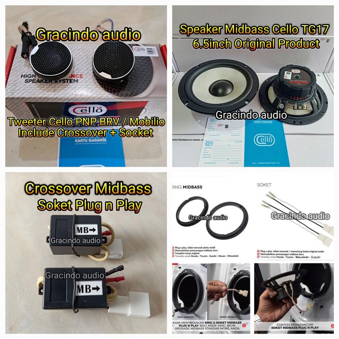 SPEAKER SPLIT CELLO MIDBASS + TWEETER + PNP MOBILIO / BRV / BRIO - Store Herith 01 Harga 1,630,000 rupiah*Gratis Ongkir