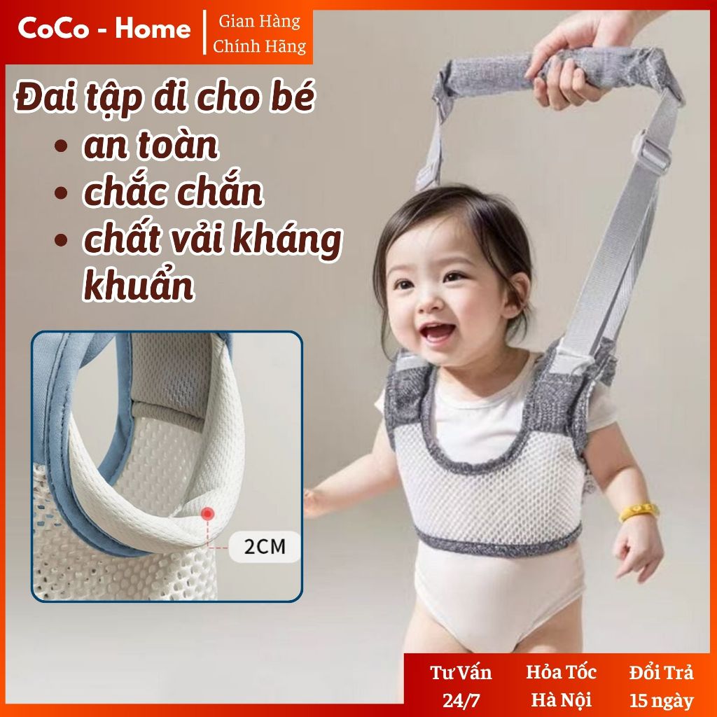 Đai Tập Đi Cho Bé Có Đệm Êm, Vải An Toàn Mềm Mịn, Giúp Bé Tập Đi Vững Chắc CoCo - DCG04