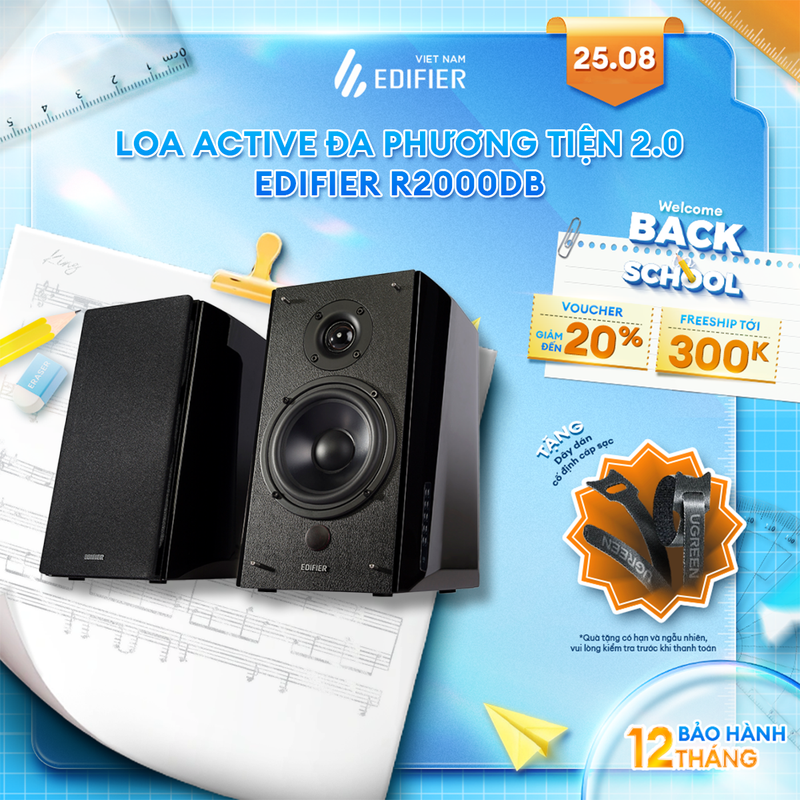 Loa active đa phương tiện 2.0 edifier r2000db | công suất 120w | đầu vào rca và opt | bảo hành 12 tháng