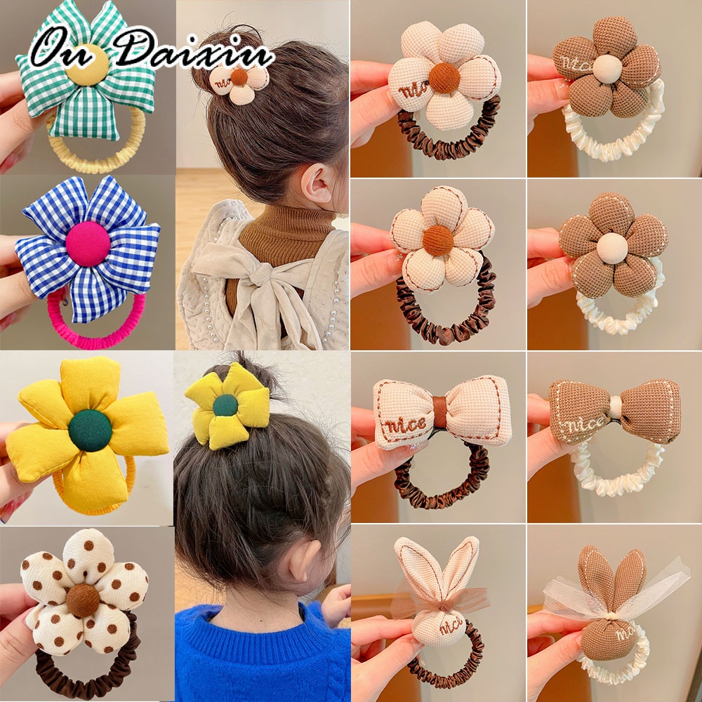 OUDAIXIU ผูกผมกัวร์ในกาแฟนมคอดอกไม้น่ารักสำหรับเด็กผู้หญิง ราคา 13 บาท*ส่งฟรี
