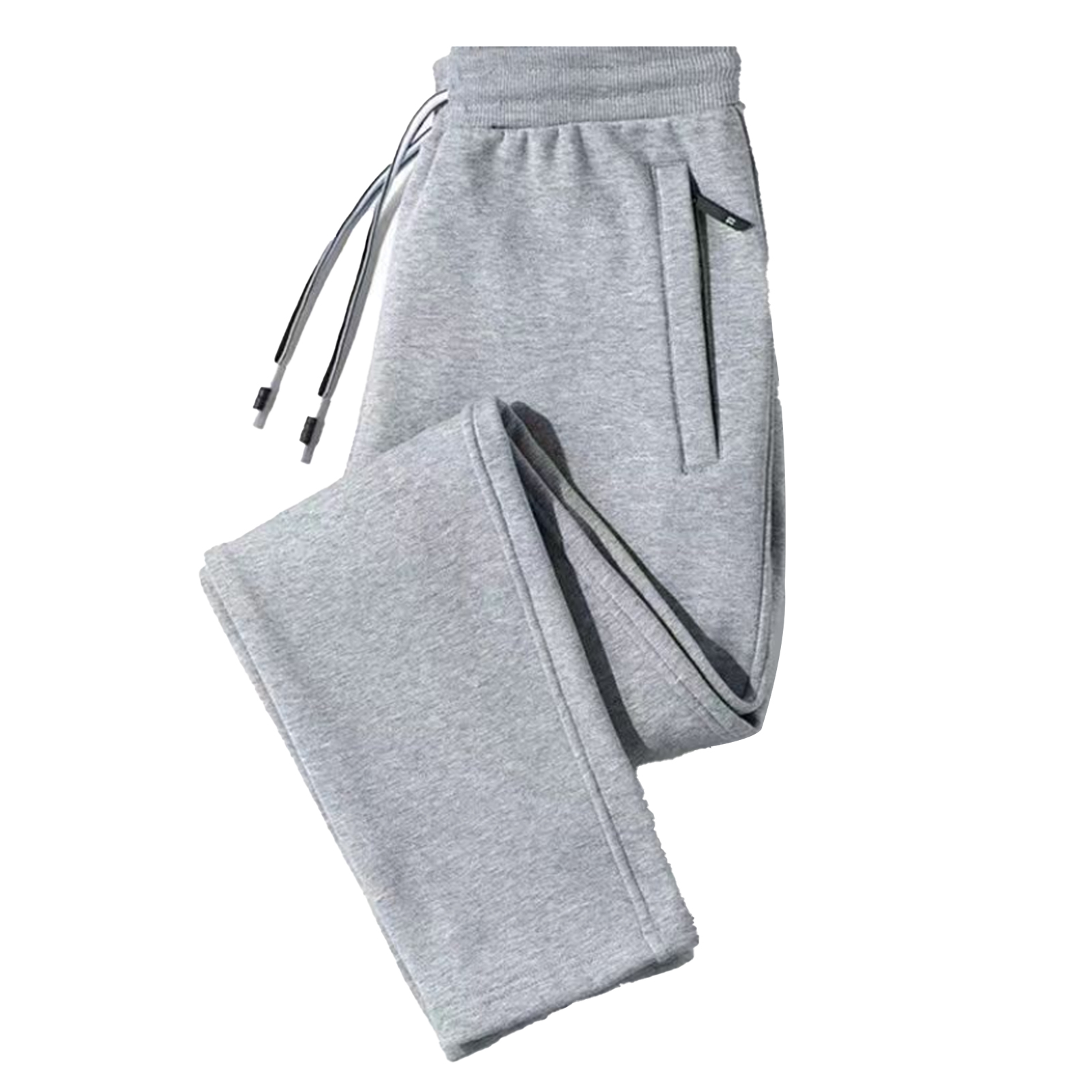 UHH Elastic Waist Pants Men Fleece Pants Men's Winter Thick Plush Warm Pants Loose Wide Leg Harem Trousers with Elastic Waist Zipper Pockets Heat Retention Sports Casual Long Pants for Fall and Cold - 1