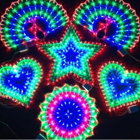 LED Parol Christmas Lantern Light Decorations For Home 2024 Dancing Outdoor Decorative String Light Solar String Light Flower Lights