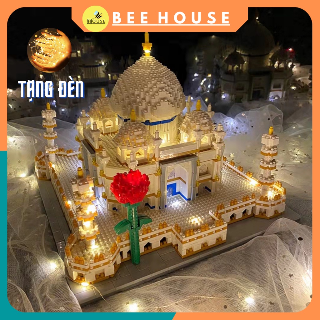 Đồ chơi con gái lâu đài công chúa kiến trúc mô hình đền taj mahal ấn độ xếp hình lắp ráp 21112023