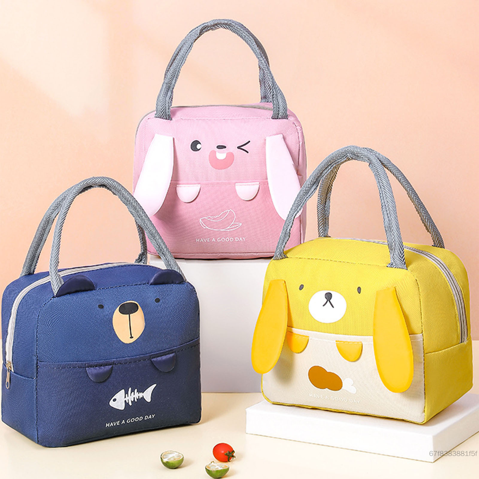 Cartoon Handheld Lunch Box Bag Waterproof Fabric Portable Tote Bag for School Office Travel Picnic 5LA-wxg-VN