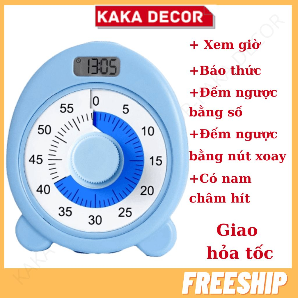 Đồng hồ Pomodoro đa năng học bài tập trung kiêm đồng hồ báo thức để bàn, đồng hồ bấm giờ đếm ngược h