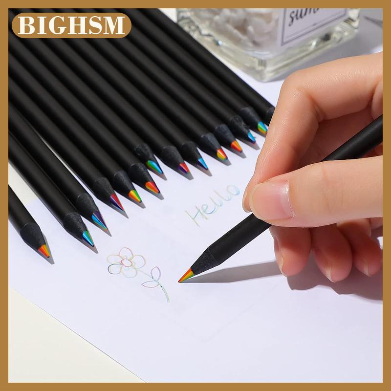 BIGHSM ดินสอเจ็ดสี16สี ดินสอหลายสีหนึ่งสี ปากกาสายรุ้ง การผสมสีไล่ระดับสี ดินสอสีสำหรับเด็กแบบทำมือแบบ DIY