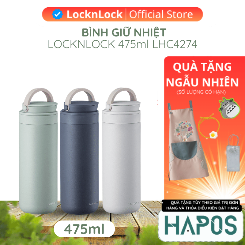 Bình giữ nhiệt LocknLock 475ml Metro Two Way LHC4274 giữ nhiệt lâu - Hàng chính hãng, có quai xách - HAPOS OFFICIAL
