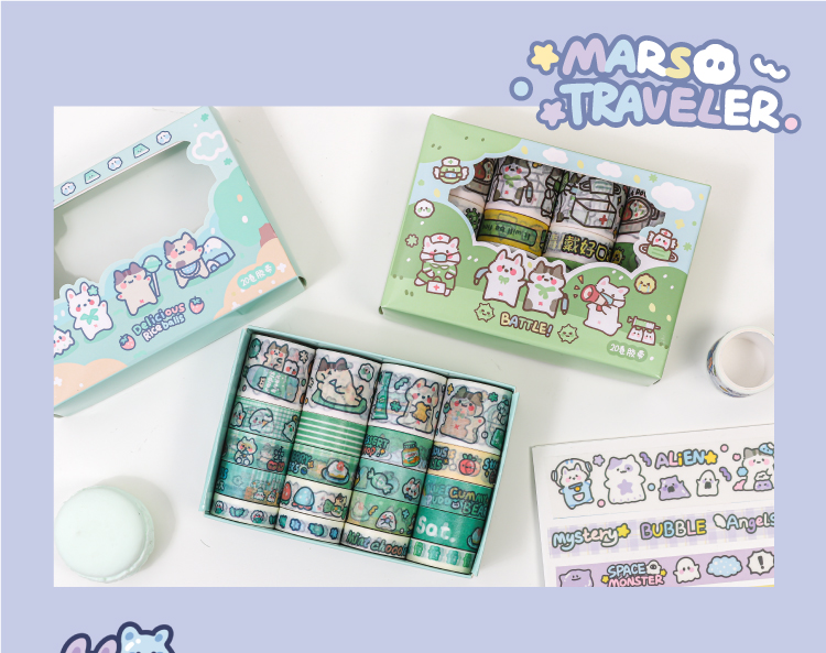 Kawaii Animal Washi Tape Set Cute Cartoon Hand Account Decorative