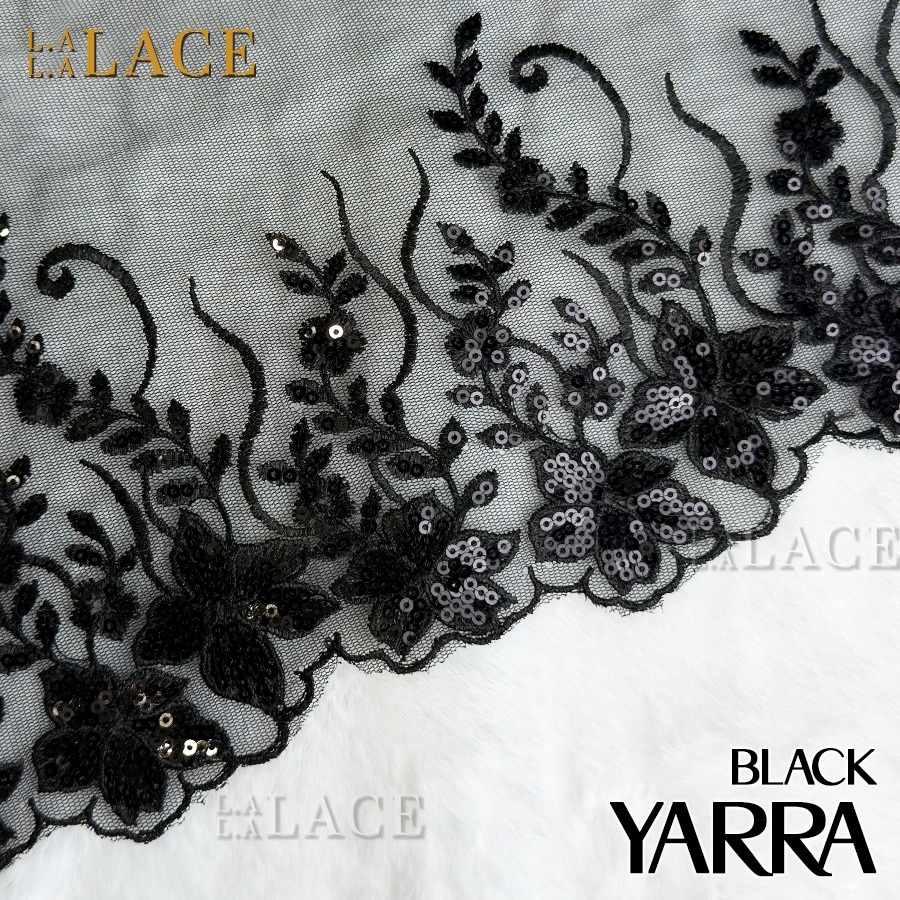 Border Lace YARRA 14cm [FREE MANIK EACH 0.5M] Labuci Renda Border Baju Lace For Baju Kurung LALALACE