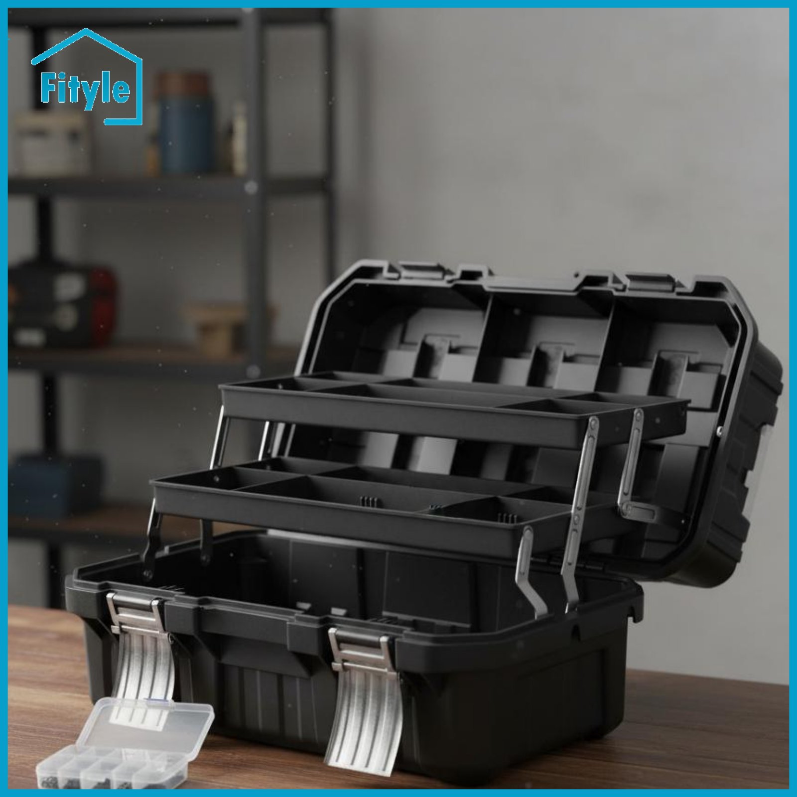 Fityle Waterproof 3-Layer Folding Toolbox Heavy-Duty 3 Layer Tool Organizer Large Capacity Portable Maintenance Toolbox Easy to Clean for Electricians, Repairmen, DIY Enthusiasts, Garage, Workshop, Job Site, Car ราคา 2,707 บาท*ส่งฟรี