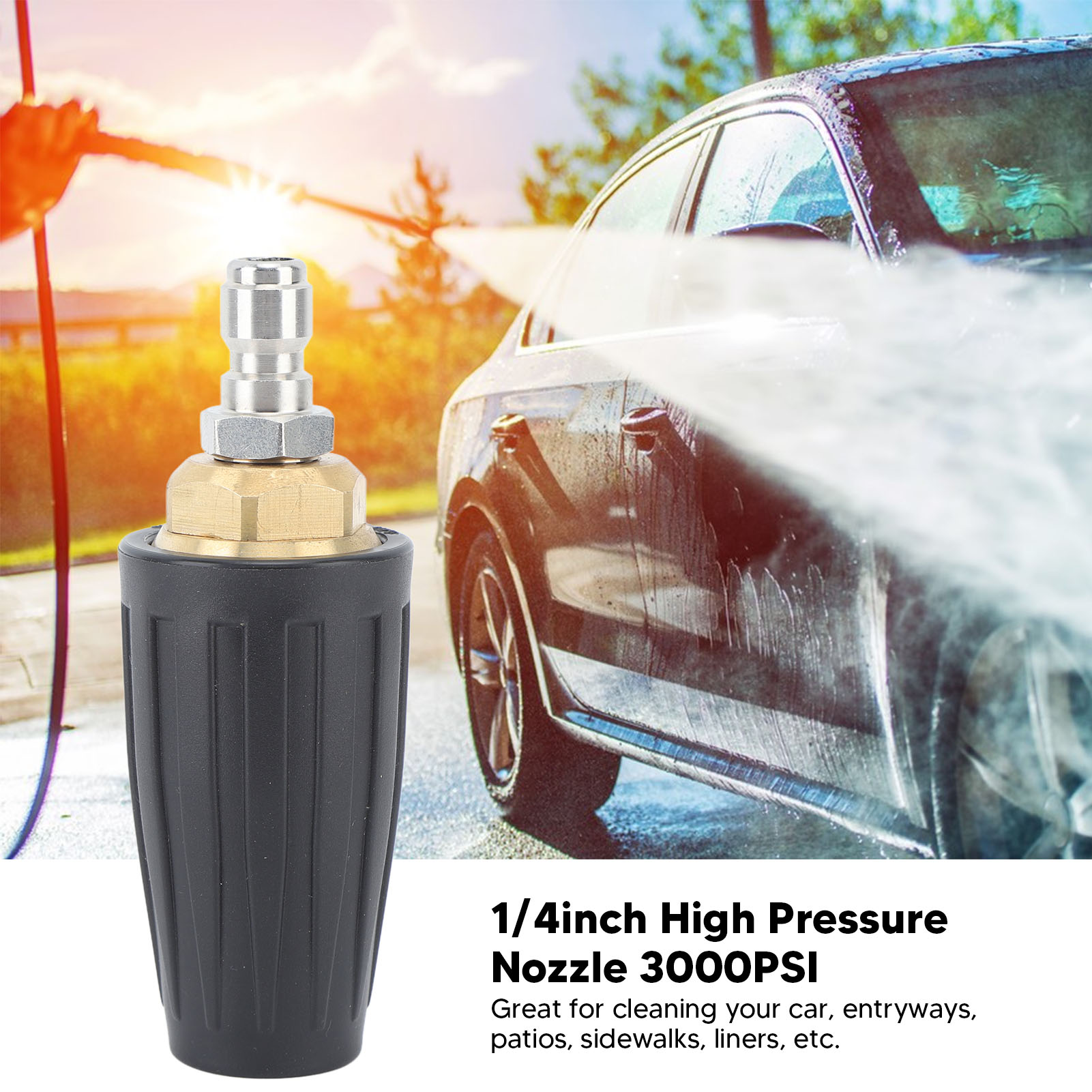 Máy rửa phun áp lực Turbo vòi phun máy rửa phun áp lực xoay tip kết nối nhanh 3000PSI cường độ cao 1/4in 360 độ xoay chịu nhiệt cho xe ô tô