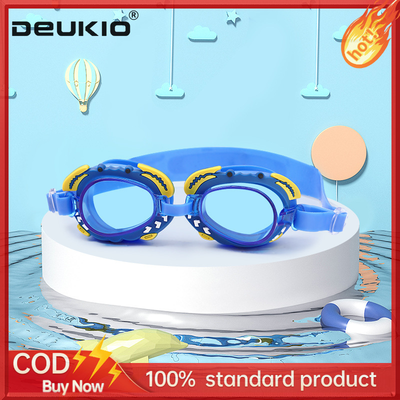 DEUKIO Cartoon swimming goggles for kids Waterproof and anti-fog plain swimming glasses for boys/girls ราคา 142 บาท*ส่งฟรี
