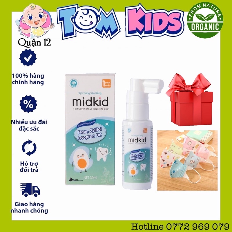 Kem đánh răng dạng xịt chống sâu răng midkid 30ml
