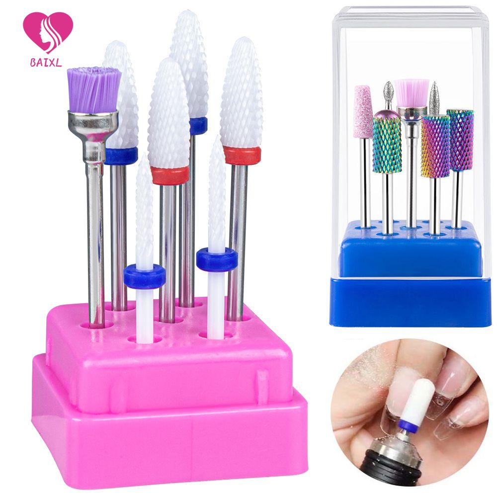 BAIXL Salon Quay Móng tay Tập Tin Công Cụ Loại bỏ Gel Sơn Móng Tay Thép vonfram Làm móng tay móng Chân Tẩ bào chết Chà Điện Đầu Máy Xay Ceramic Nail Khoan Bit Nail Phay Máy Cắt Đặt Đầu mài Sander Công Cụ