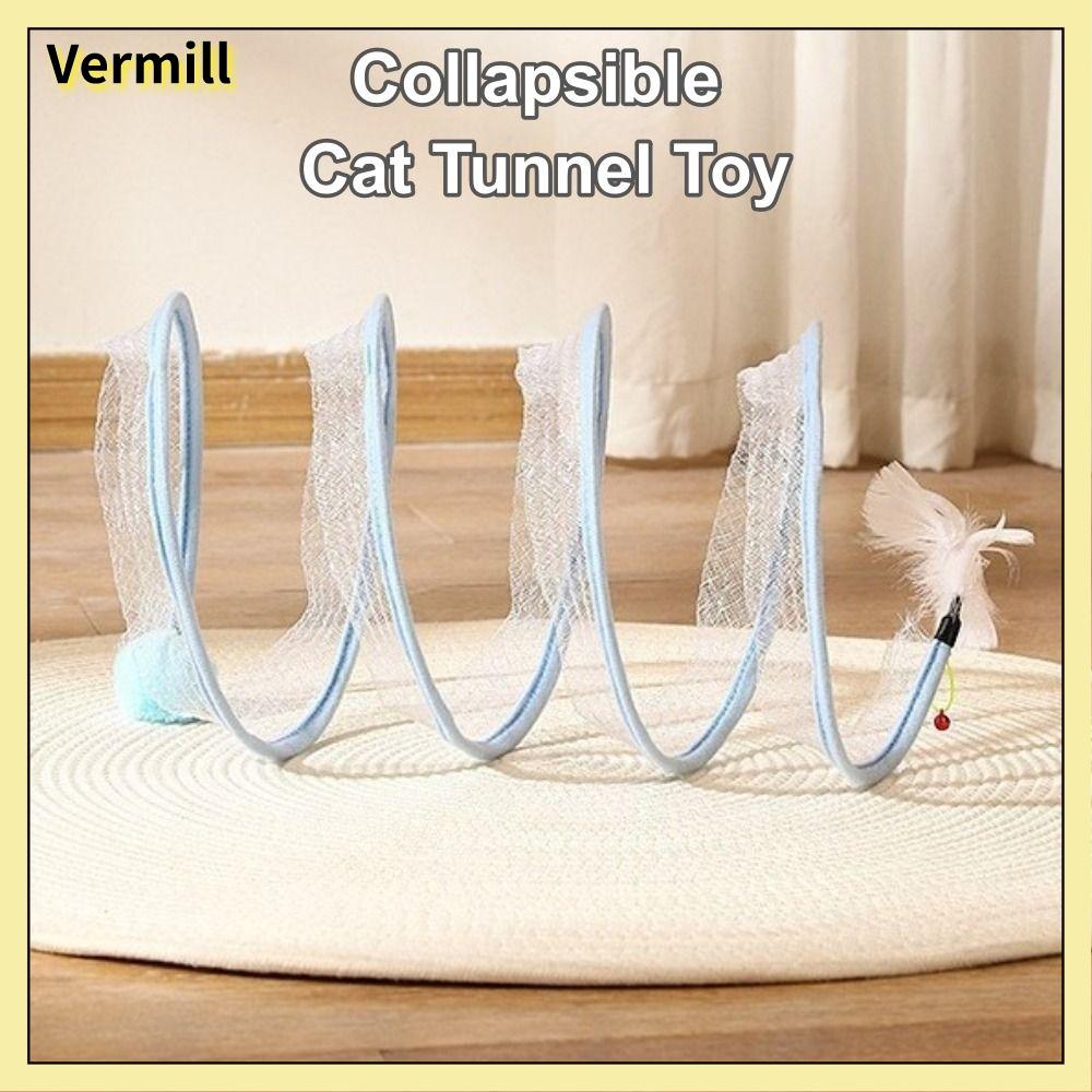 VERMILL với bóng Đồ chơi đường hầm cho mèo Hình dạng loại S Thiết kế có thể gập lại Đường hầm ẩn cho thú cưng  Tương tác Đồ chơi mùa xuân cho mèo Sử dụng tại nhà