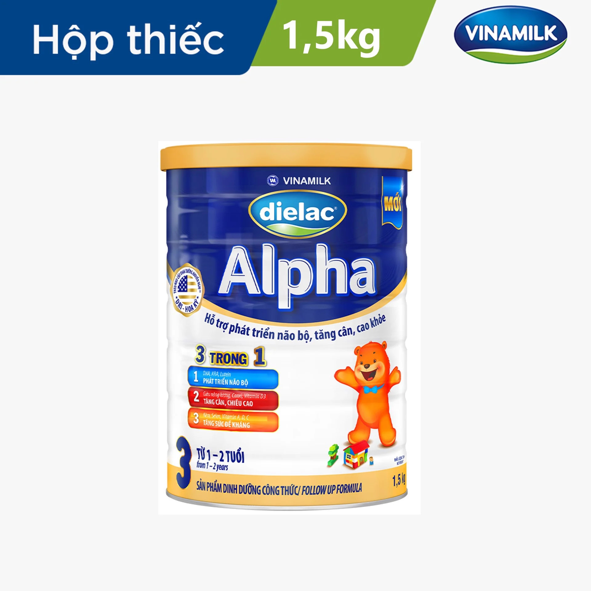 Sữa bột Dielac Alpha 3 - lon 1,5kg Chính hãng