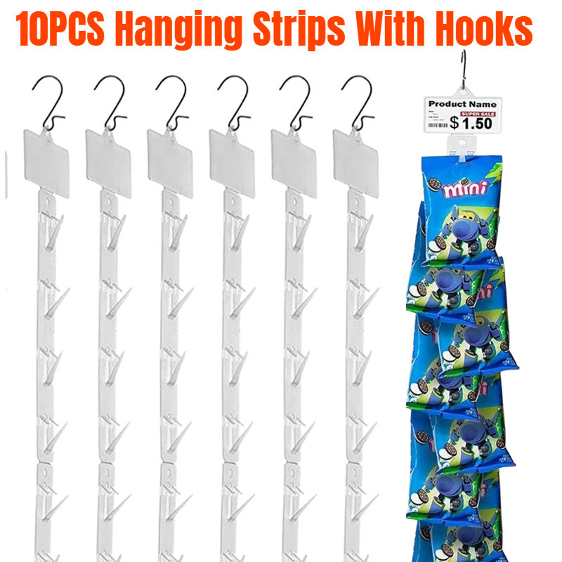 Clip Strip® Brand Durable, High Impact, White Plastic Spring Loaded Clamp Merchandising Strip, With 12 Hooks And Header For Branding | Clip Strip Corp