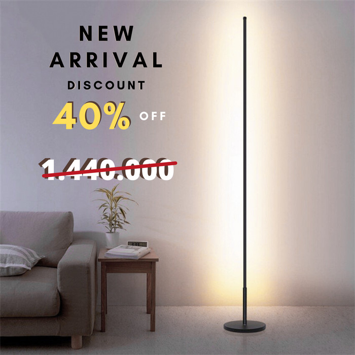 AETHER - LAMPU MINIMALIS STANDING LANTAI HIAS BOHLAM LED HITAM Harga 1,230,000 rupiah*Gratis Ongkir