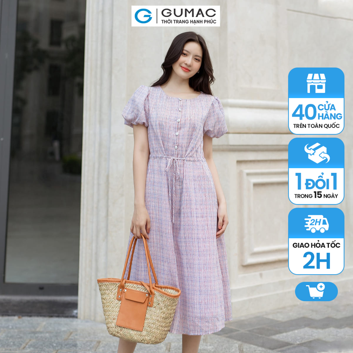 Đầm a rút dây eo gumac dd04022