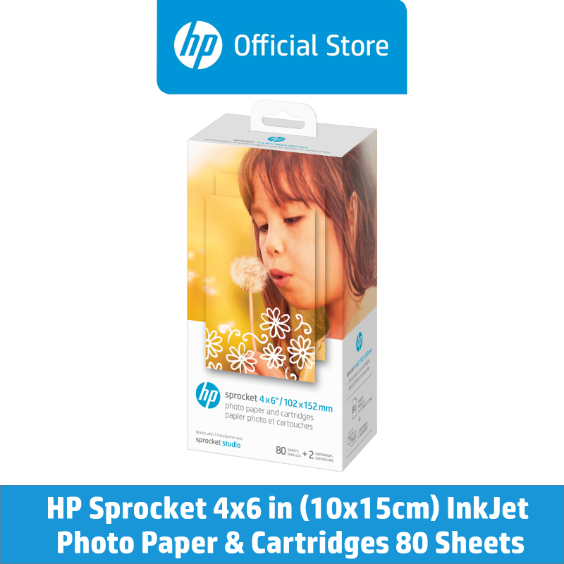 HP Sprocket 4 x 6 in (10 x 15 cm) Inkjet Photo Paper and Cartridges-80 sheets Singapore