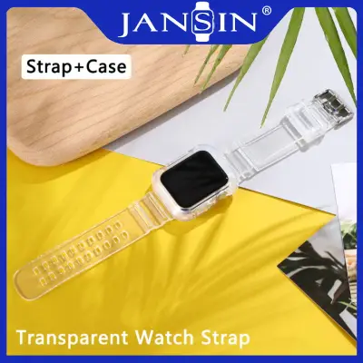 Transparent Rubber Strap Compatible with Apple Watch 7 Band 41mm 45mm Strap Silicone Sports Wristbands Bracelet Compatible with Apple Watch series 7 6 5 4 3 SE 38mm 40mm 42mm 44mm Strap