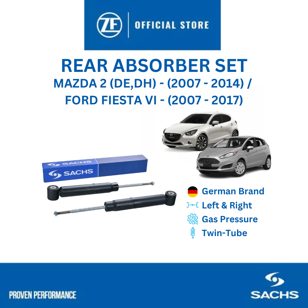 Rear Shock Absorber Set – Fits 2011-2016 Ford Fiesta & 2011-2014 Mazda 2 – Left+Right – 2 Pieces