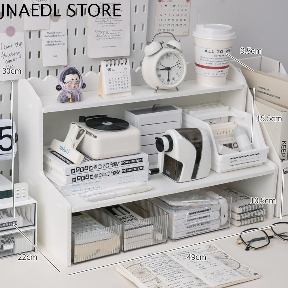 JNAEDL Sức chứa lớn Giá để đồ để bàn Tiết kiệm không gian Hai Lớp Hộp đựng văn phòng phẩm Nhỏ gọn Dày Kệ trưng bày để bàn Văn phòng