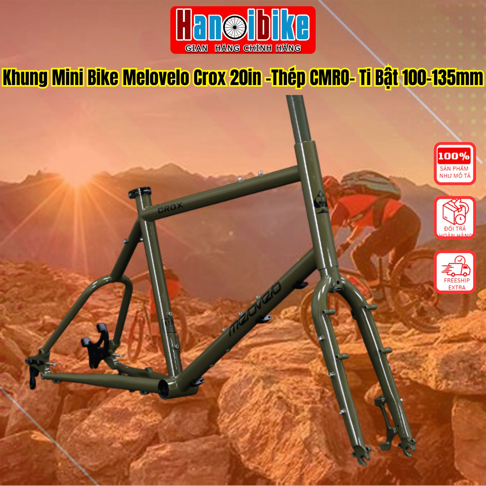 🚴♂️ Khung Xe Đạp Mini Bike / Gravel Melovelo Crox – Cốt yên 27.2 - Chromoly 4130 Cao Cấp 🚴♂️ Màu Xanh bộ đội